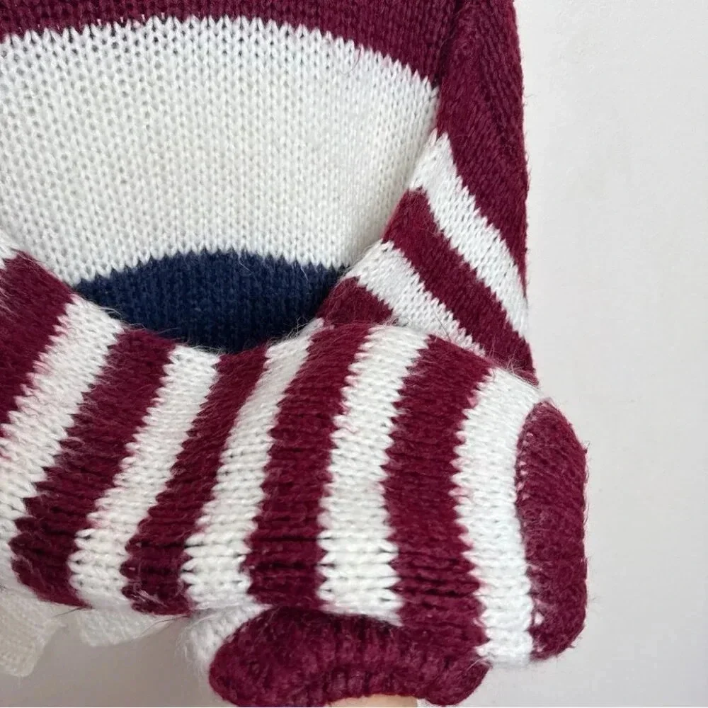 Lovestitch Womens Medium Striped Colorblock Crew Neck Sweater - Picture 12 of 16